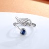 Birthstone Wing Rings Sterling Silver Adjustable Feather Heart Month Stone