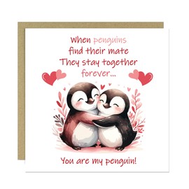 RED OCEAN You Are My Penguin Card Greetings Card for Couple, Anniversary Card For Him Her, Birthday Card For Husband Wife, Valentines Card With Envelope, Wedding Anniversary Card
