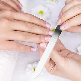 3pcs Crystal Glass Nail File with Case Glass Fingernail File Professional Manicure Tool Washable Reusable Double-Sided Etched Gentle Nail Care(C)