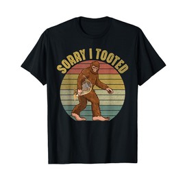 Bigfoot Playing French Horn Sorry I Tooted Funny Vintage T-Shirt