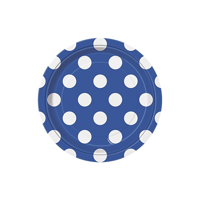 Unique Party 37504 - 18cm Royal Blue Polka Dot Party