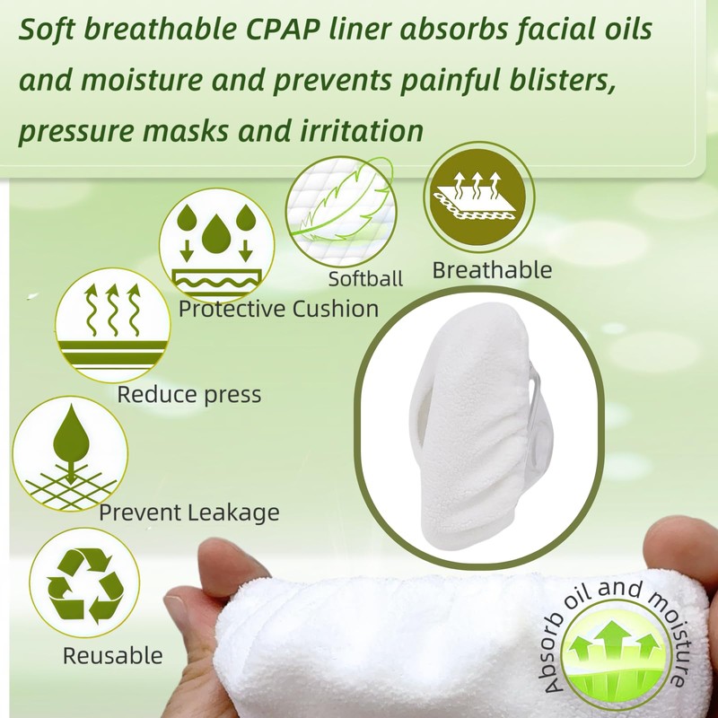 4 Pack Soft CPAP Mask Liners, One Size, Full Face