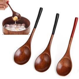 Set of 3 Spoons, Wooden Curry Spoons, Stylish, Wooden Spoons, Soup Spoons, Side Dishes, Rice, Eco-friendly Table Spoons, Lightweight, Simple, Cutlery, Astragalus, Yogurt, Soup Spoons, For Dining Room