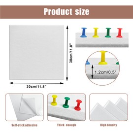 Large Cork Board 36" x 24"，6 Pack Felt Wall Tiles with Colored 50 Pcs Pushpins, 0.5 Inch Thick Bulletin Board with Self-Adhesive, Pin Board Cork Boards for Walls Office Home(White)