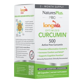 NaturesPlus Cúrcuma PRO Longvida 500 mg - 60 cápsulas - Promueve una protección saludable contra los radicales libres - Sin OMG, vegano y sin gluten -