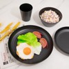 LIYH 48pcs Black Wheat Straw Dinnerware, Plates and Bowls Set,