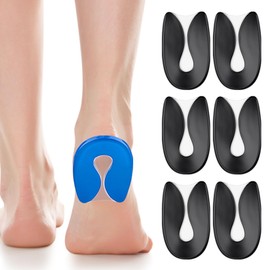 U-Shaped Heel Pad Gel Soft Sports Shock Absorbing Half Size Insoles Heel Non-Slip Self-Adhesive Heel Pads 3 Pairs L