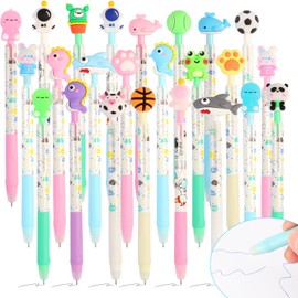 LiYiQ 24 PCS Erasable Pens Fun Cute Pens for kids Fidget Pens Blue Pens Kawaii Pens Stress Relief Rotating Pen for School, Office, Home Supplies