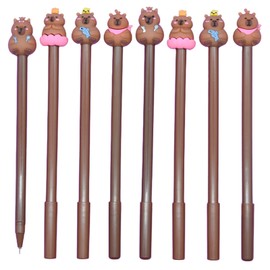 Maydahui 12 PCS Novelty Capybara Rollerball Gel Pens Cartoon Animal Pen Soft Silicone Black Ink for School Party Office