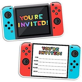 Video Gaming Party Invitations, Birthday Kids' Party Invitations & Birthday Cards, Boys Gamer Party Decoration for Boys and Girls, Brother Son Nephew, Gaming Party Decoration - 30pcs