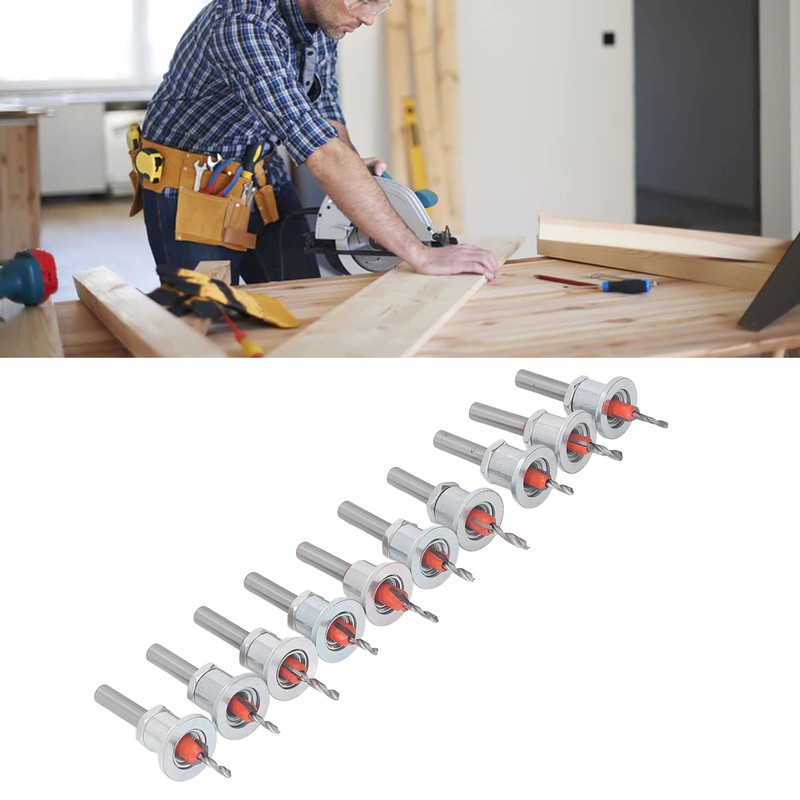 10PCS Countersink Drill Bits Adjustable Stop Tapered Countersink Bit for