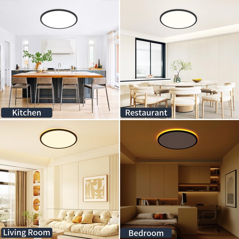 15 Inch Flush Mount Ceiling Light with Night Light, 36W