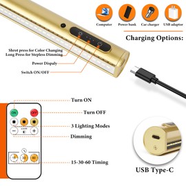 TmHaExO Wireless Picture Light, Battery Operated LED Painting Lights with Remote Control, Dimmable, Timer for Art Frame (Gold-19.7inch)