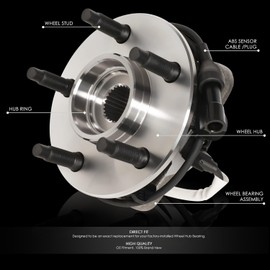 OE Style Front Wheel Bearing Hub Assembly with ABS Sensor Cable and Plug Compatible with 2000-2004 Ford F-150 (Heritage) 4WD, 5-Lug Wheel, Driver or Passenger Side, Bare Steel