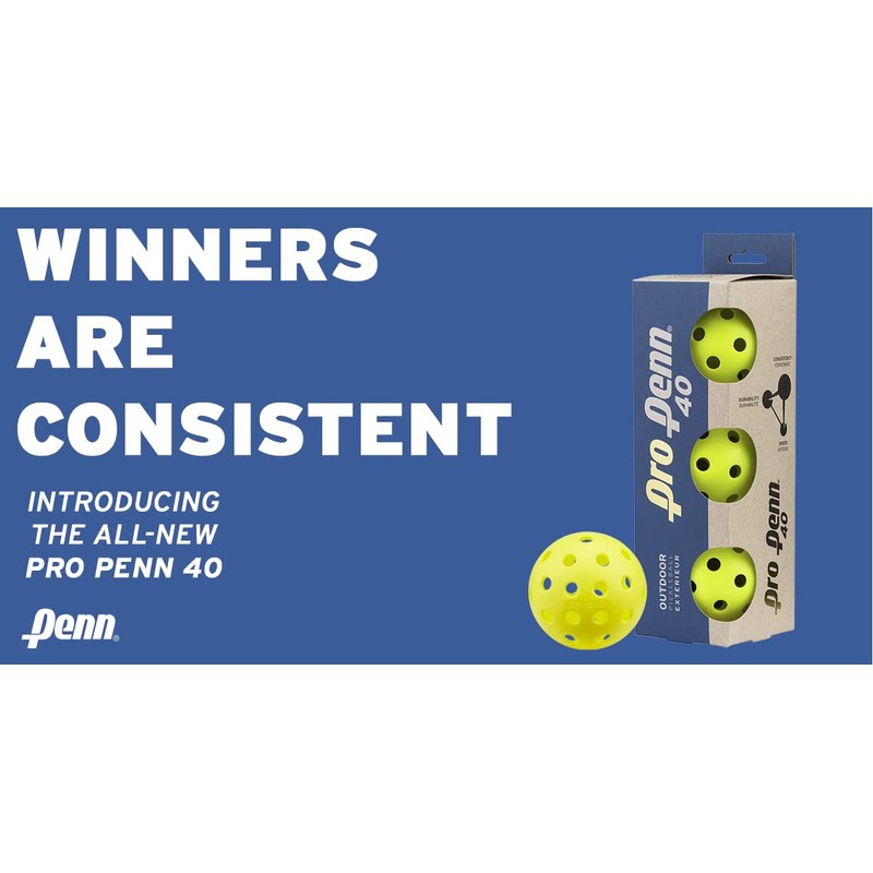 Pro Penn 40 Outdoor Pickleballs, Durable High-Visibility Yellow Tournament Balls,