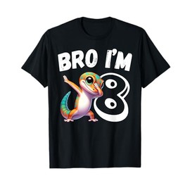 Bro I'm 8 Year Old Gecko Lizard 8th Birthday Kids Dabbing T-Shirt