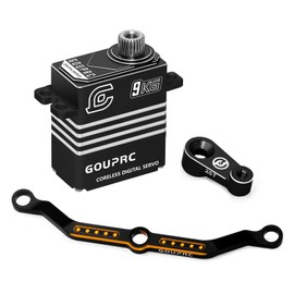 GOUPRC 9KG All Metal Coreless Digital Servo for 1/18 TRX4M Servo RC Car Upgrade, High Torque Servo with Steering Link and 25T Servo Horn Black