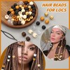 120 Pcs Loc Beads for Braids Hair Women Wooden Wood