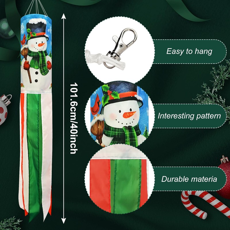 THQZLH 2 Pack Christmas Windsocks - Heavy Duty Outdoor Wind