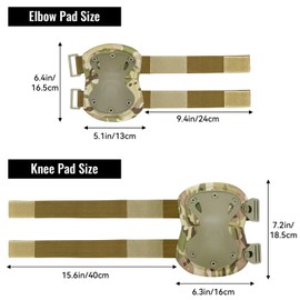 Qavctw Tactical Knee and Elbow Pads Set for Combat Airsoft Paintball Knee Protection Guard Pads Cycling Skateboarding Safety Gear Protective Guard Pads