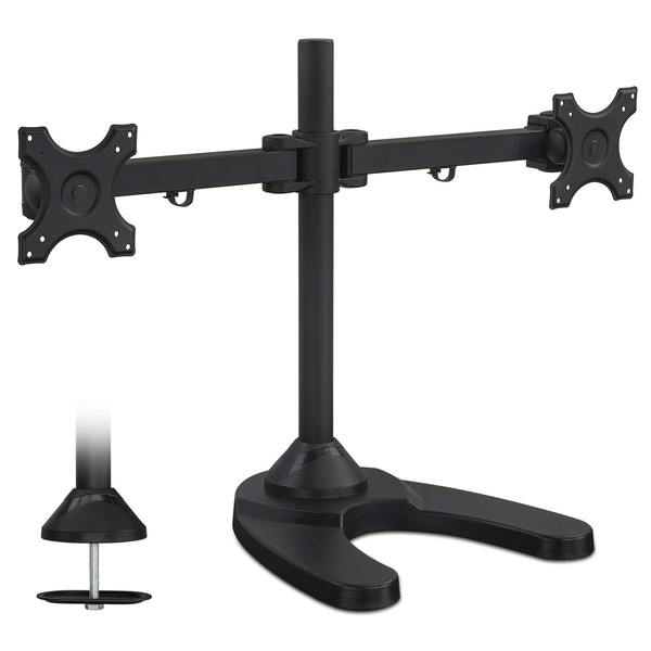 Mount-It! Dual Monitor Stand | Double Monitor Free Standing Desk