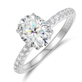 Moissanite Rings For Women Oval Moissanite Engagement Ring 18K Gold Plated S925 Sterling Silver VVS1 D Color Wedding Bands Promise Rings for Women 1.5 2 Carat