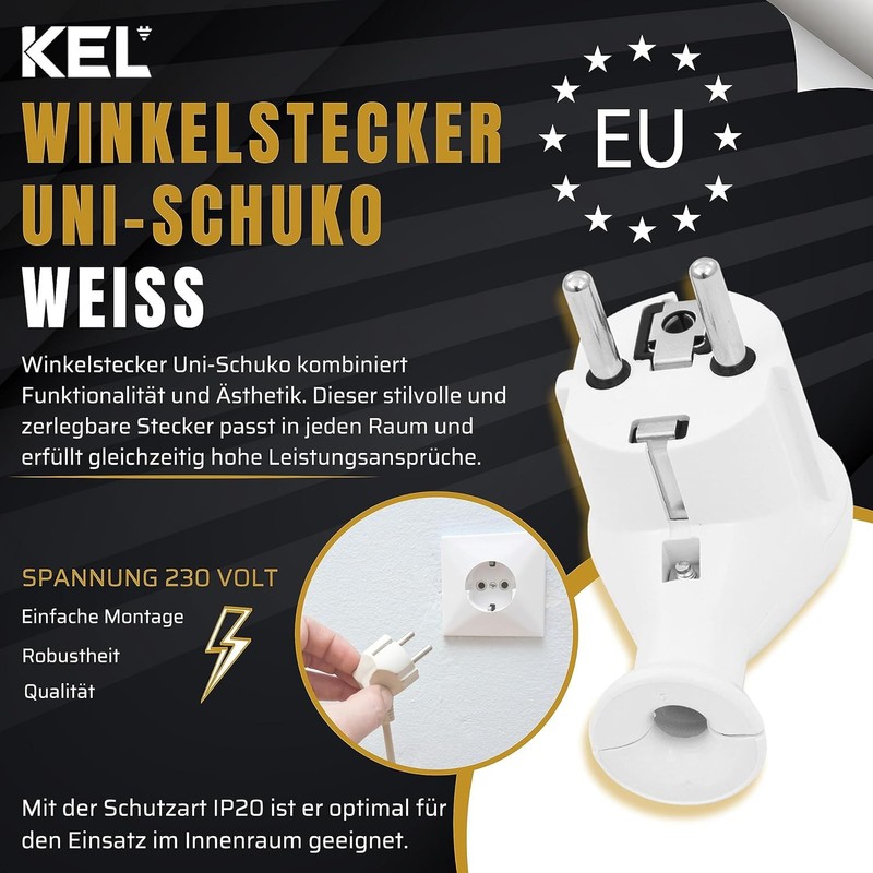 KEL 10 pieces angle plug uni schuko 16A/230V - repair