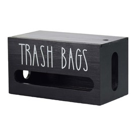 AIMALL Wooden Trash Bag Dispenser, Removable Desktop Garbage Bag Organizer, 9.25x5.31x5.31 Inches, Multipurpose Storage for Household & Office
