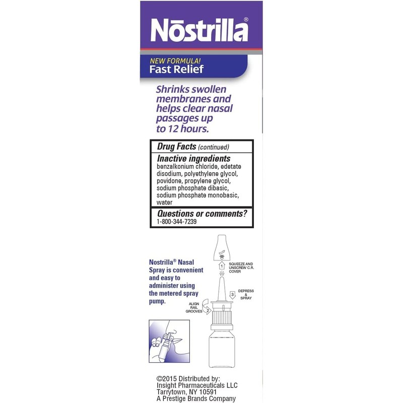Nostrilla Nostrilla Nasal Decongestant Spray, Stuffy Nose Relief, 0.5 oz