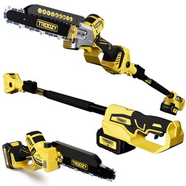 TROOZY 2-in-1 Cordless Pole Saw & 8-Inch Chainsaw, Brushless Motor with 4.0Ah Battery, Extendable Electric Tree Trimmer for High Branch Pruning, Limb Cutting & Quick Cleanup