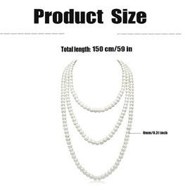 Faux Pearl Necklaces,Women Long Pearl Necklace Costume Jewelry,Pearl Necklace Vintage Multi Strands Necklace,Layered Pendant Pearls Jewelry Pearl Necklaces,White Pearl Costume Necklace (White)