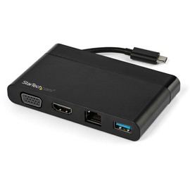 StarTech.com USB C Multiport Adapter with HDMI, VGA, Gigabit Ethernet & USB 3.0 - USB C to 4K HDMI or 1080p VGA Display Mini Dock Hub - USB Type-C Travel Docking Station for USB-C Laptops (DKT30CHVCM)