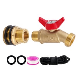 Brass Water Container Rain Barrel Faucets Spigot Kit 3/4" GHT Brass Rain Barrel Quarter Turn Ball Valve Spigot with Bulkhead Fitting Suitable for Garden Hose Thread Connection
