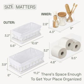 BAOBAB WORKSHOP Toilet Paper Basket for Bathroom Organizing - Bathroom Basket Organizer - Toilet Basket Tank Topper - Toilet Paper Holder for Toilet Top Organizer, Shelf - Tank Top Basket Set of 2