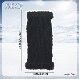 AYNKH Fingerless Gloves for Women, Thicken Plush Warm Fingerless Gloves, Winter Knitted Gloves, Knit Mittens Half Finger Warmers for Girls Ladies Kids (Black)