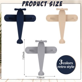 AceOrbit 3 Pack Airplane Shaped Wall Coat Hooks Vintage Nursery Decor Wooden Airplane Decorative Cute Coat Rack Wall Mount for Bedroom Living Room Office Entryway Door Nursery