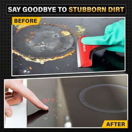 DIYSELF 1 Pack Razor Blade Scraper, Razor Scraper for Cleaning Stove Top, Cooktop, Oven, Glass Scraper, Paint Scraper, Scraper Tool Kitchen, Window Scraper with 10 Extra 4-Inch Razor Blade