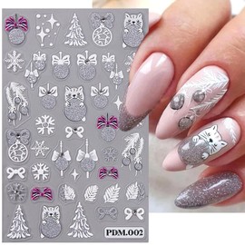 Christmas Nail Art Stickers 5D Snowflake Santa Claus Nail Sticker Decal Embossed Self-Adhesive Nail Art Design Luxury Christmas Nail Decoration Supplies