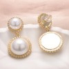 Vissen White Pearl Dangle Earrings for Women Gold Plated Rhinestone