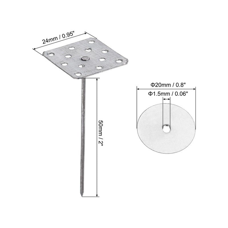 PATIKIL 2 Inch Perforated Insulation Pins with Round Washers, 80