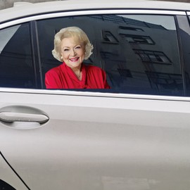 Senksll Betty-White Car Window Cling Funny Sticker Window Decal for Vehicles Automotive Stickers for Out Side (Right)