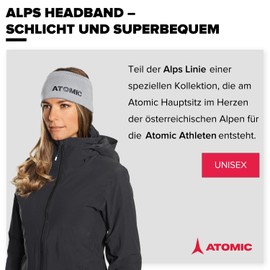 ATOMIC ALPS HEADBAND - Grey - Headband for Professional Athletes - Earmuffs with Integrated Sweatband - Comfortable Ear Warmers in Atomic Design - Headbands for Sports