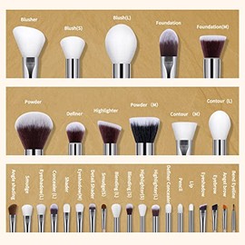 Brochas Maquillaje Profesional Piezas Kit Sintético Sombras Ojos Polvo Base Champagne Gold