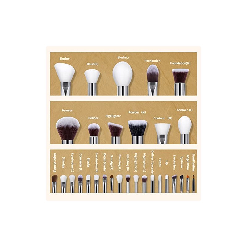 Brochas Maquillaje Profesional Piezas Kit Sintético Sombras Ojos Polvo Base
