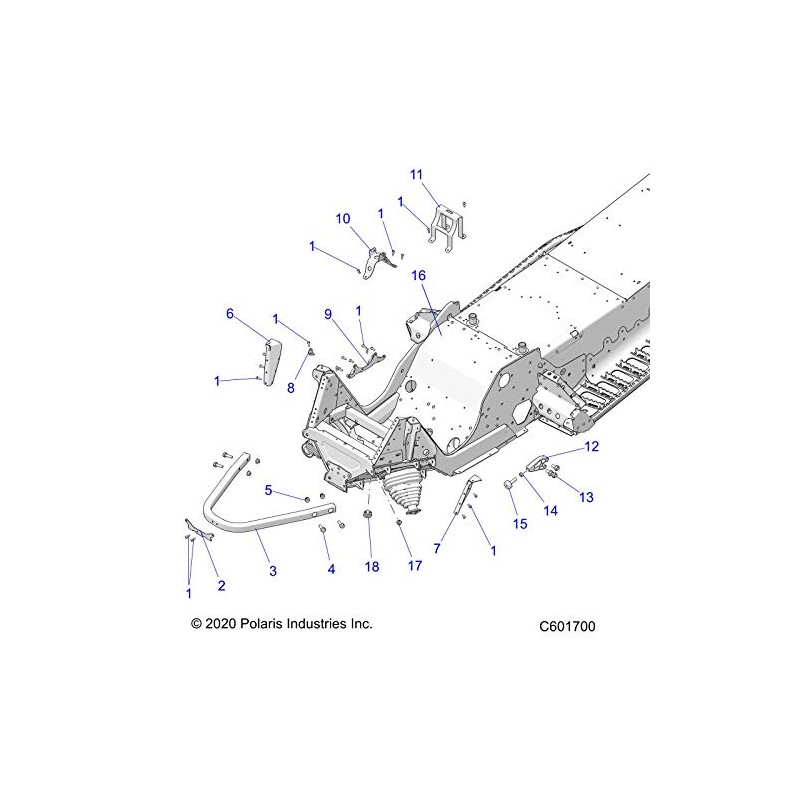 Polaris Snowmobile Bumper/Pipe Bracket, Front, Black, Genuine OEM Part 5263715-329,