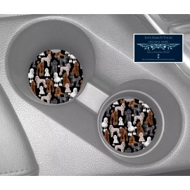 Unbranded POODLE PUPPY DOG BLACK COLLAGE CUSTOM RUBBER CAR COASTERS SET OF 2
