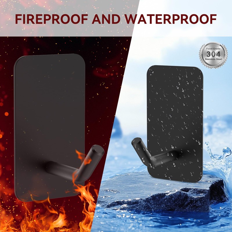 KRUI Emergency fire Blanket Hooks (Black, 8 PCS)