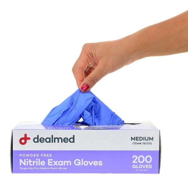 Dealmed Nitrile Medical Grade Exam Gloves, Disposable, Latex-Free, Medium (200 ct.)