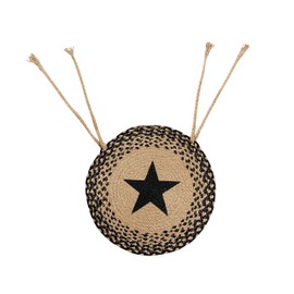 Better Trends Whimsical Collection is Elegant Soft and Heat-Resistant for Dining Table 100 Percent Jute in Vibrant Colors, Chair Pad, Black Star