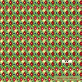 QUILTING TREASURES, TUNRNOWSKY QT, "HAPPY CHRISTMAS" MINI DIAMONDS, DOTS, FABRIC PRICED @ 1/2 YD